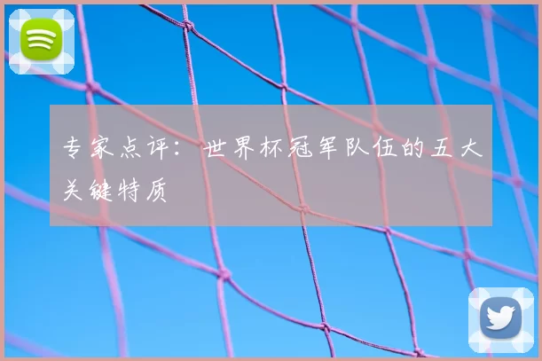 专家点评:世界杯冠军队伍的五大关键特质